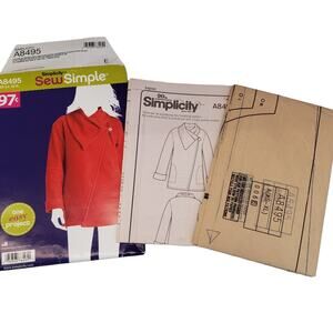 Simplicity Coat Asymmetrical Closure Sewing Pattern Misses Sz XS-XL UNCUT A8495